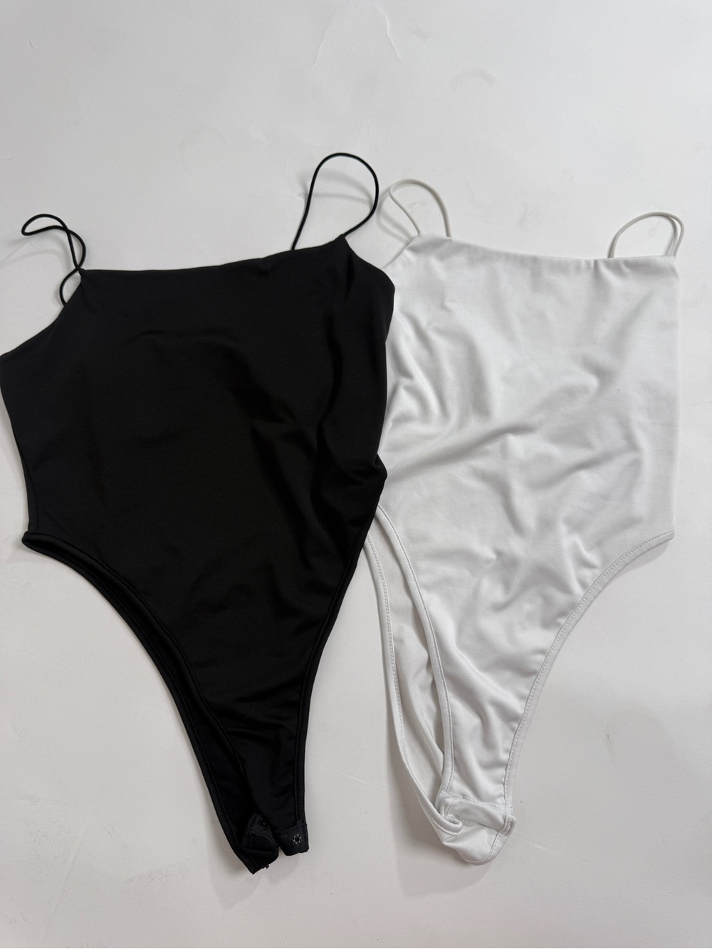 SHEIN Black and White Spaghetti Strap Bodysuit Set